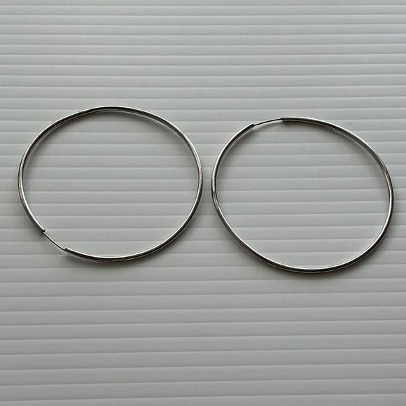 Sterling Silver Big Hoop Earrings - Picture 3 of 5